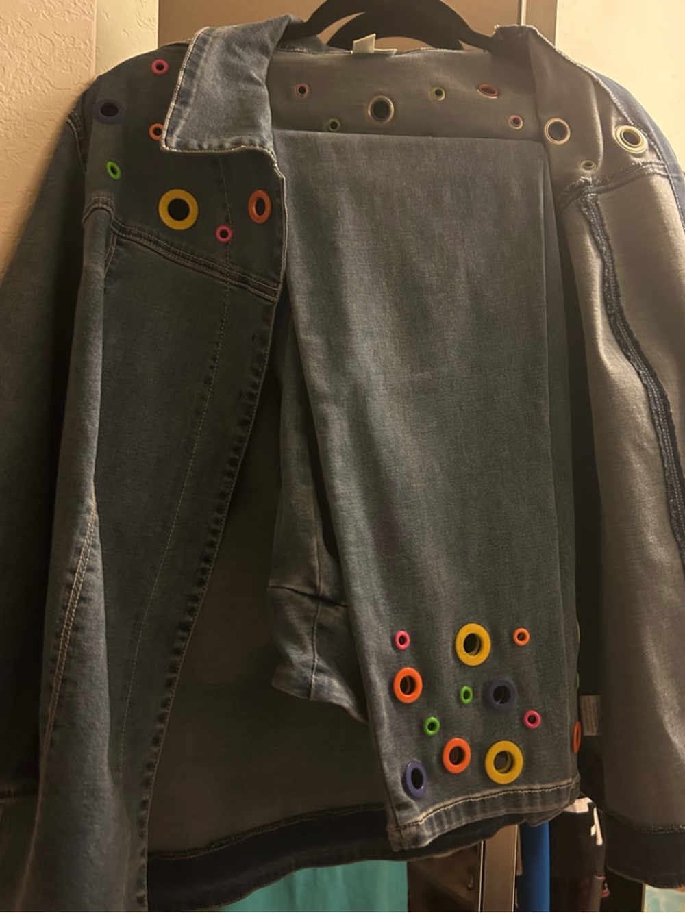 Jeans and Jacket! with Multicolor Eyelet Detail!  Gorgeous. Colorful. Comfi